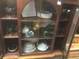 Contents of breakfront including glass set and vintage collectibles