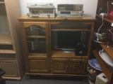 Vintage entertainment center with vintage electronics incl. kenwood receiver & a record player