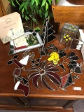 Collection of approx 18 stained glass ornaments and collectibles incl. nib wind chime & snoopy!