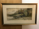 Gorgeous antique 1910 original watercolor signed by the artist - 
