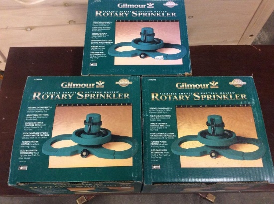 Set of 3 Gilmour rotary pattern sprinklers, N.I.B.