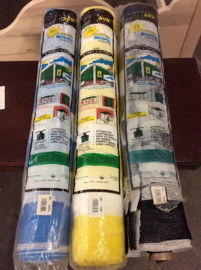 3 sudden shade cooling kits @ 12 ft x 12 ft ea. 3 different colors