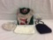 3 vintage purses including 1 by La Regale + 1 vintage virgin wool Christmas ski sweater