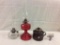 Collection toon of 3 vintage oil lamps, 1 is incomplete as is see pics