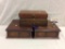 4 beautiful antique wooden boxes, 1 w/ key and full of tea bags + 