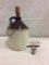 Antique 1-2 gallon two tone crock growler with wood stopper