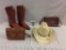 Tony Llama 10 1/2 cowgirl boots, John B Stetson cow hat, 2 leather purses