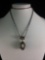 Beautiful vintage sterling silver necklace w/ m.o.p. cameo pendant
