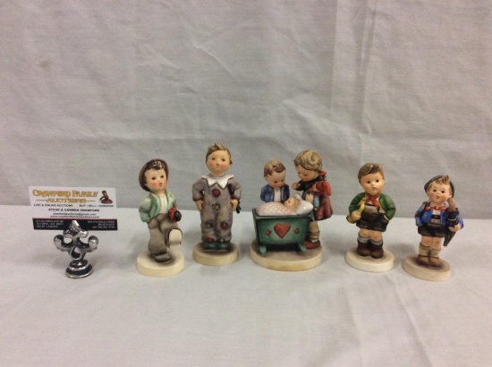 Collection of 5 TMK 4 Hummel figurines includes "Trumpet Boy" see pics