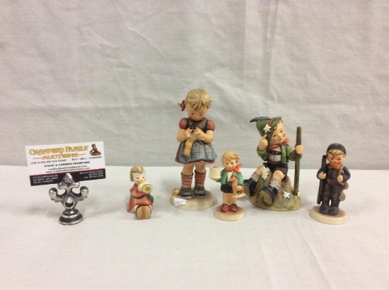 Collection of 5 TMK 5 Hummel figurines includes "chimney sweep" see pics