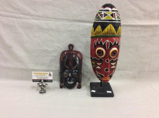 2 very cool vintage African masks, 1 w/ stand and 1 from "Jamba, Kenya"