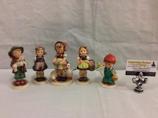 Collection of 5 TMK5 Hummel figurines, includes "sister", "which hand?" See pics