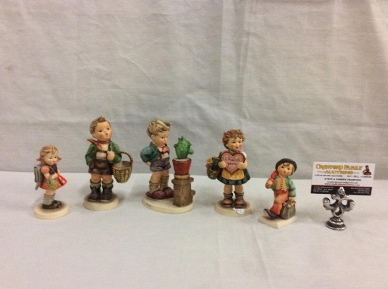 Collection of 5 TMK5 Hummel figurines, includes "village boy" see pics