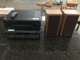 Sherwood model RX-4105 receiver, Hitachi 5 CD changer / DVD player and two vintage Infinity speakers