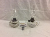 2 amazing vintage glass oil lamps see pics
