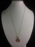 Beautiful 14k yellow gold necklace and pendant, 2 grams