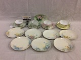 16 piece Haviland Limoges teacups, saucers, and plates w/ floral pattern,
