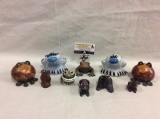 Collection of 10 Latin American frog figurines from Mexico, Uruguay, Bolivia, see pics
