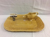 Beautiful Thanksgiving Turkey serving tray and gravy dish from Portugal
