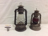 2 antique Dietz railroad Lantern w/ clear glass and ref glass c. 1920