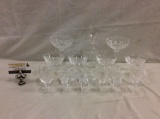 Antique Glass decanter + 17 Waterford crystal drinking glasses