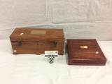 2 amazing wooden boxes with inscriptions 