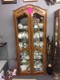 Vintage Maple Thomasville curio cabinet with ornate top and great design - $959 price tag