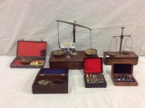 Collection of 3 antique scales and weight sets; includes Henry Troemner sets