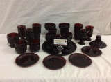 23 item red ruby glass set by Avon see pics