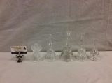 Collection of 5 crystal/glass bells including 1 angel, 1 owl, as is see pics