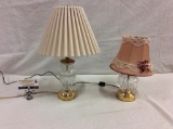 2 very nice Waterford crystal lamps w/ shades as is see pics