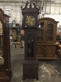 Colonial MFG co antique westminster style grandfather clock w/ brass face - fair cond