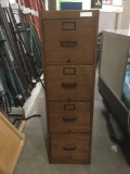 Antique 4 drawer oak file cabinet in good cond