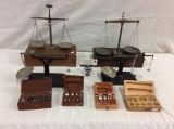 4 antique scales by Brown & Sharpe co. + more, w/ 4 sets of antique weights see pics