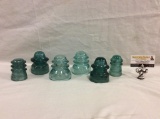 6 antique insulators, Hemingway 1893, Whitall Tatum, Petticoat, etc see pics