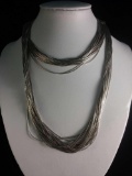 Heavy multi strand sterling silver necklace