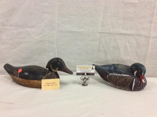 Spring Creek Real Wood Decoy + "wood Duck drake" hand carved and signed decoy