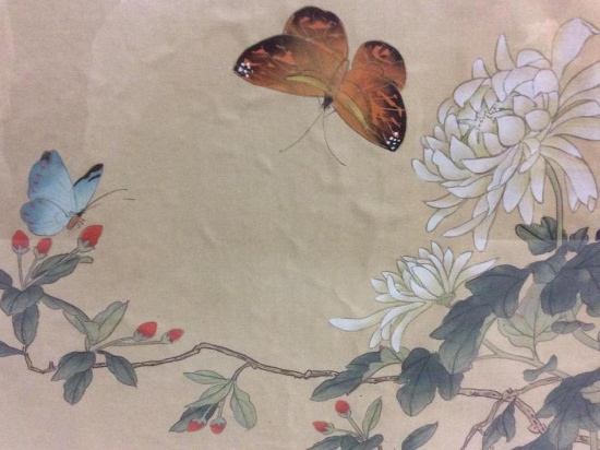 Beautiful Asian style art piece of butterflies on a branch see pics