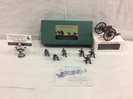 Frontline Figures dismounted Union Cavalry set + Historic Amer. Cannons "Parrot Barrel"