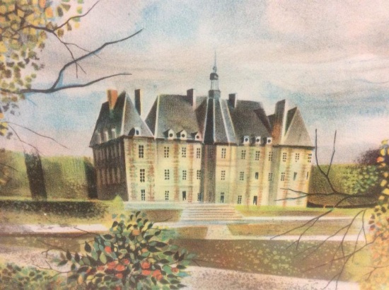 Claude Grosperrin hand signed & #'d of 250 French Manor scene lithograph w/ COA