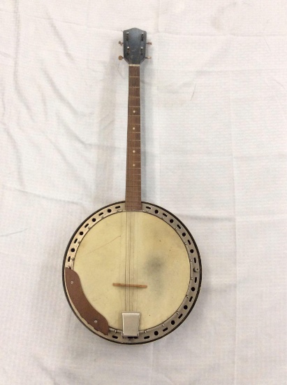 Vintage banjo w/ beautiful wood back w/ Kluson Tuner pegs as is see pics