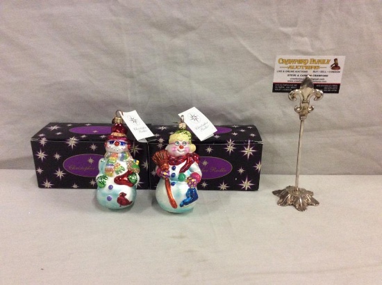 Set of two nice Christopher Radko snowmen ornaments in box - like new w/ tag