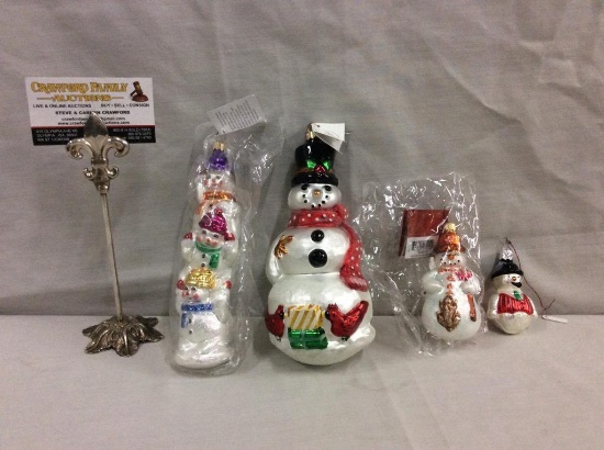 Collection of 4 Christopher Radko snowman ornaments in plastic - like new!