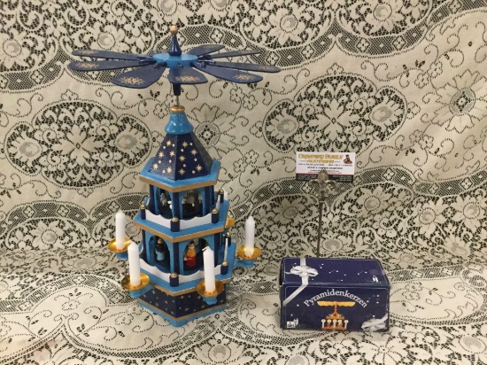 Vintage Erzgebirge? double Pyramid carousel NIB taken out for display, made in Germany w candles