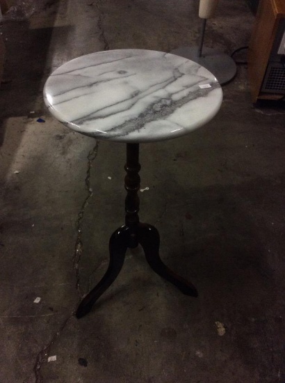 Vintage look marble top plant stand end table by centurion