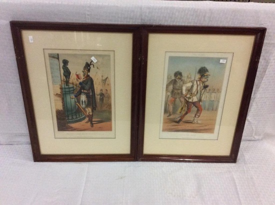 2 antique prints from "Types Militaires" series by Draner - Autriche 1865 & Angleterre volunteers