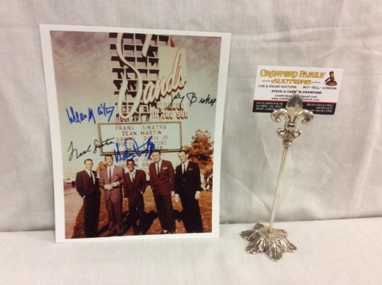 Rat Pack at The Sands 8x10 photo w/ 4 signatures from Frank Sinatra, Joey Bishop, Sammy Davis Jr.