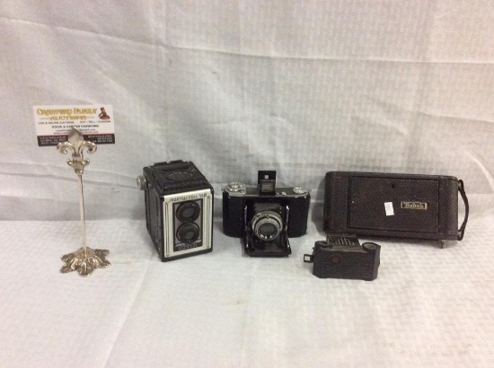Camera lot - Spartus full-vue deco camera, Zeiss Ikonta 521/16, vintage kodak and norton camera