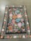 Vintage hand made Indian area rug w/ bright floral pattern on black background
