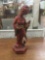 Vintage asian hand glazed red Asian woman figure statue